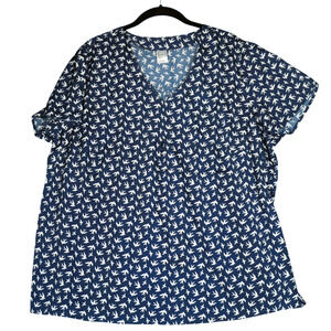 Gorgeous Birds Blouse Womens Size 16 Blue Oversized Lightweight Animals Boho